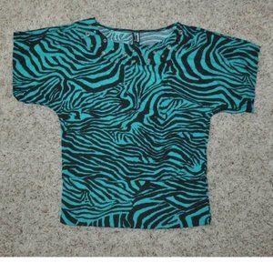 Womens Zebra Top Weavers Green Small Short Sleeve Banded Hem Lightweight Shirt